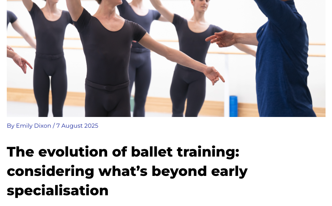 Article Reflections: “The evolution of ballet training: considering what’s beyond early specialisation”